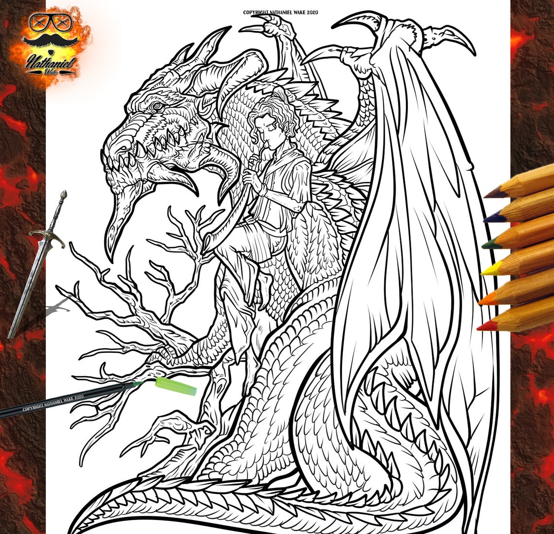 Dragon 5 Pack Dragon Masters Adult Coloring Pages Dragon | Etsy