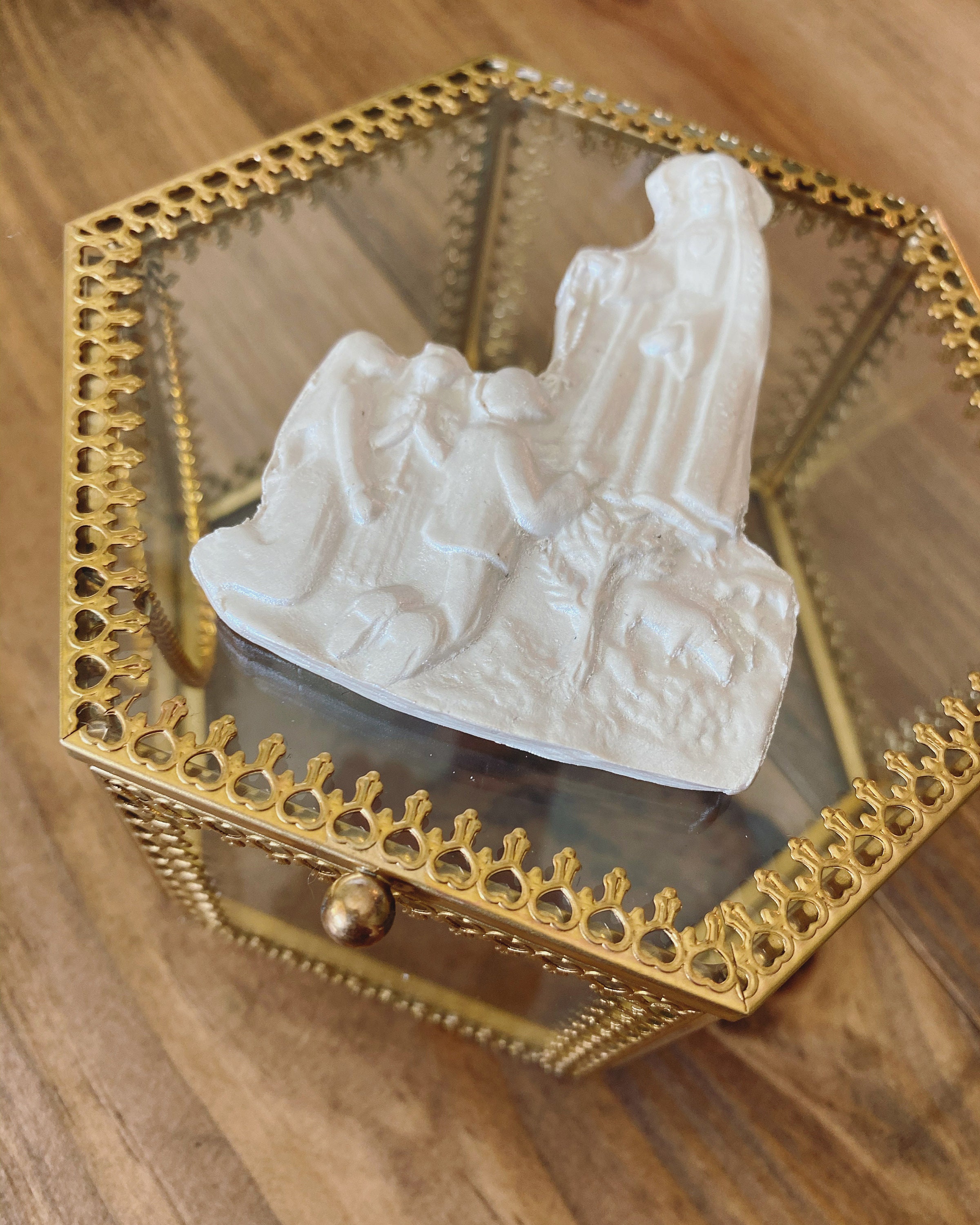 Large Our Lady of Fatima, Virgin Mary intaglio on hexagon ...