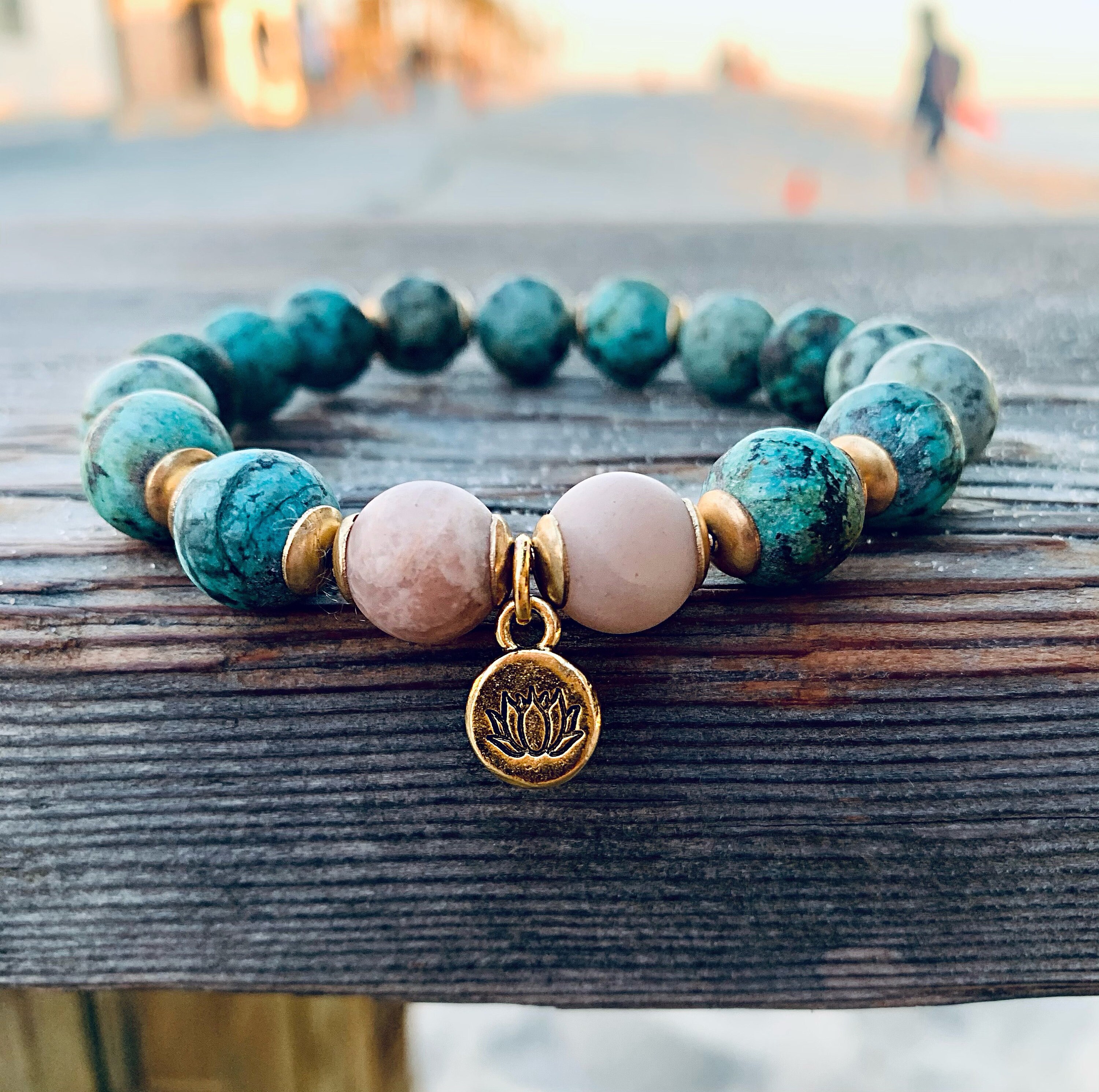 Sunstone Bracelet // Tibetan Charm