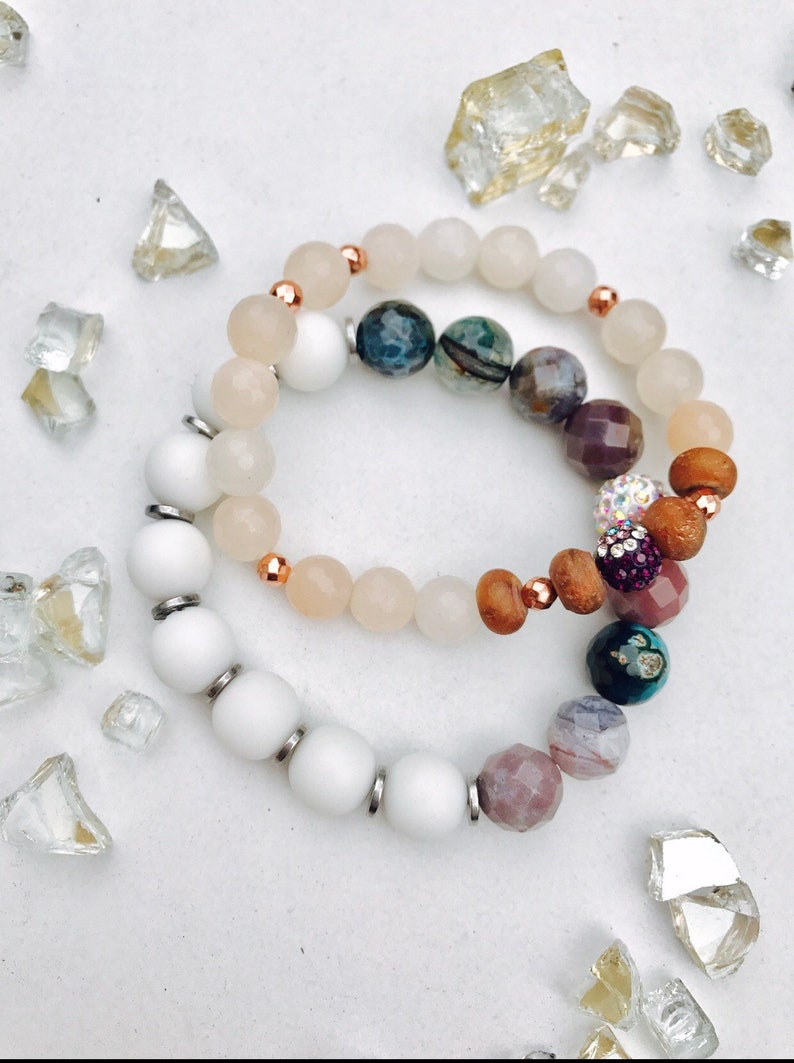 White multicolored bracelet spiritual beaded bracelet yoga Etsy
