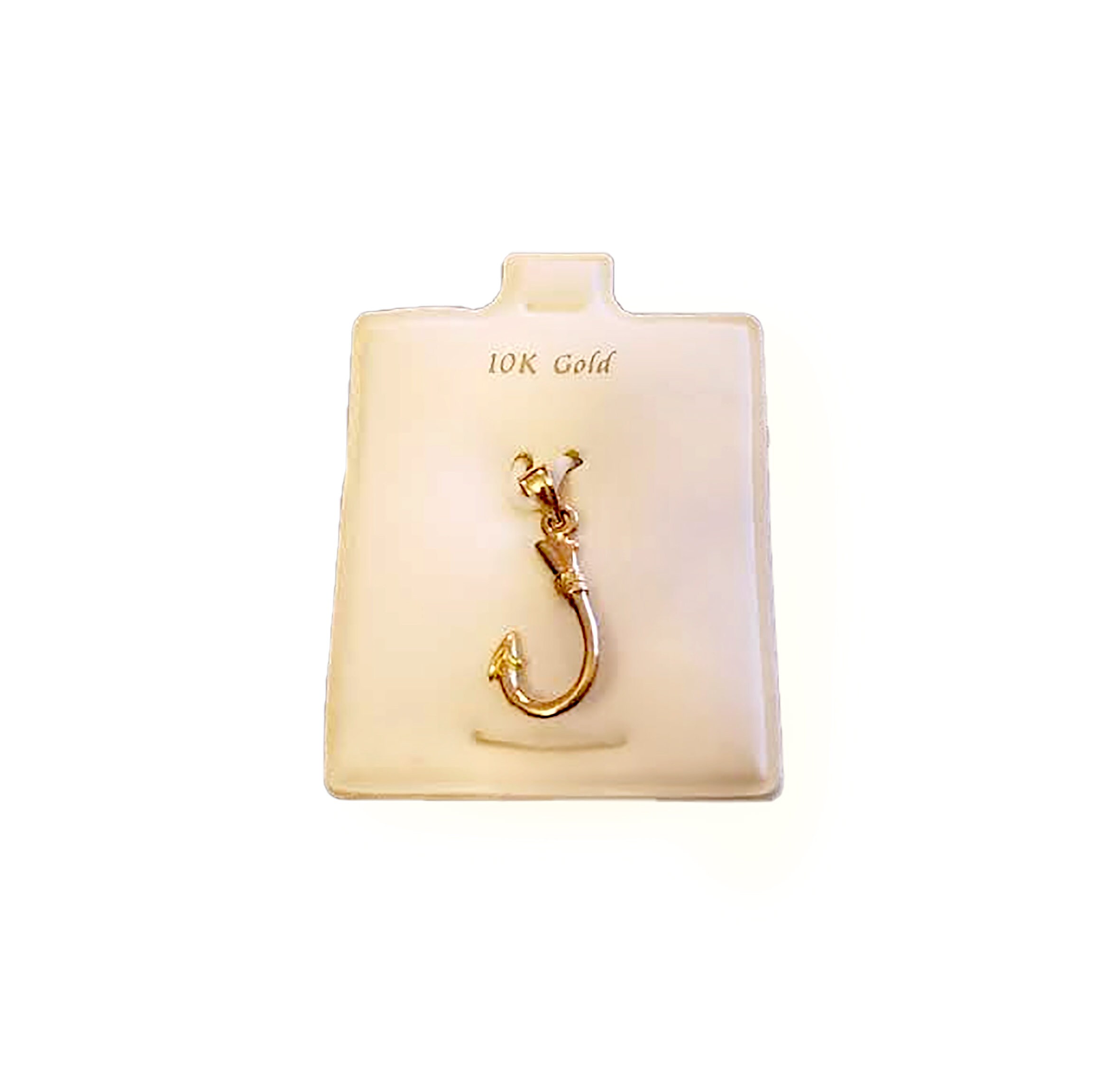 Fish Hook Gold Charm 10k Gold Pendant Yellow Gold Ocean Etsy