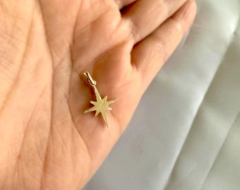 10k Yellow Gold North Star Pendant Charm, Protection, Luck