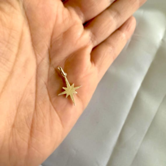 North Star Charm, 10k Yellow Gold, Sterling Silver, Sterling Silver 24k Gold Plated, 10k Gold Pendant, Star pendant