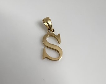 S Pendant, 10k Yellow Gold, Letter Pendant, Letter S, letter charms, Personalized Jewelry, layering necklaces, Letter Jewelry, Gold letter