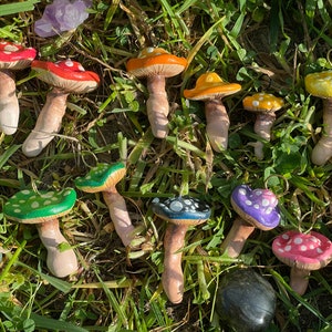 Hand-Painted Clay Mushroom