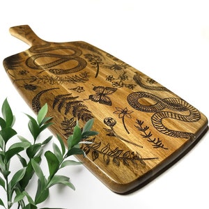 Forest Floor Charcuterie Board, Botanical Serving Board, Engraved Cutting Board