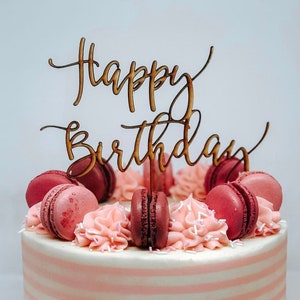 Happy Birthday Cake Topper, Rustic Party Decor, Laser Cut Party Decor, Personalized Event Accessories