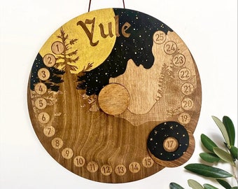 Yule Advent Calendar: Wooden Winter Solstice Countdown
