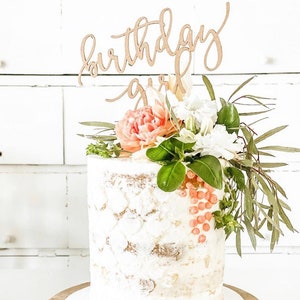 Birthday Girl Cake Topper, Rustic Party Decor, Laser Cut Party Decor, Personalized Event Accessories