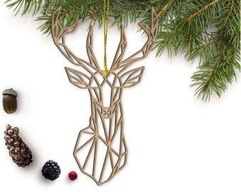 Geometric Deer Ornament, Animal Christmas Decor, Holiday Accessories