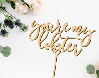 Vous êtes mon homard de décoration pour gâteau de mariage : décoration rustique en bois de bouleau