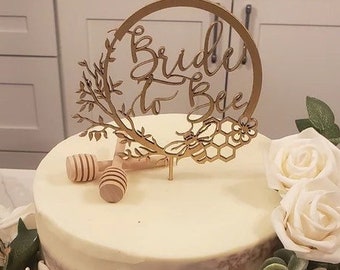 Décoration de gâteau « Bride to Bee » : décoration de mariage rustique, bois de bouleau découpé au laser