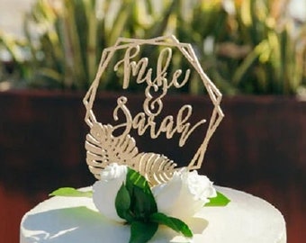 Personalized Tropical Wedding Cake Topper, Rustic Wedding Decor, Laser Cut Wedding Decor, Wedding Accessories