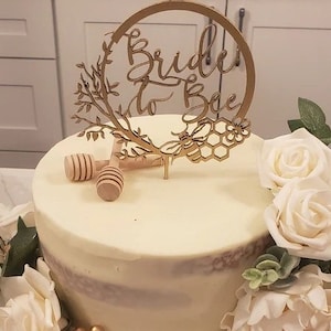 Bride to Bee Wreath Wedding Cake Topper, Bee Event Decor, Rustic Cake Topper, Unique Wood Cake Toppers