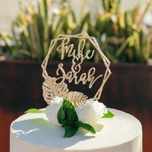 Personalisierte Tropische Hochzeitstorte Topper, rustikale Hochzeitsdeko, Laser-Cut-Hochzeitsdeko, Hochzeits-Accessoires