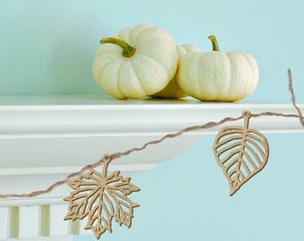 Wooden Fall Leaf Garland: Autumn Farmhouse Decor