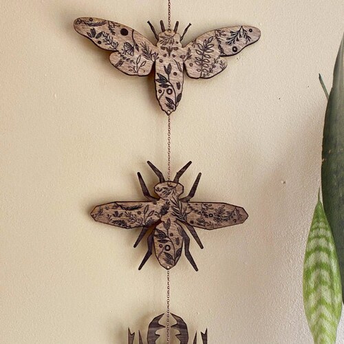 Insect Garland Bug Wall Hanging Wooden Insect Home Decor Etsy