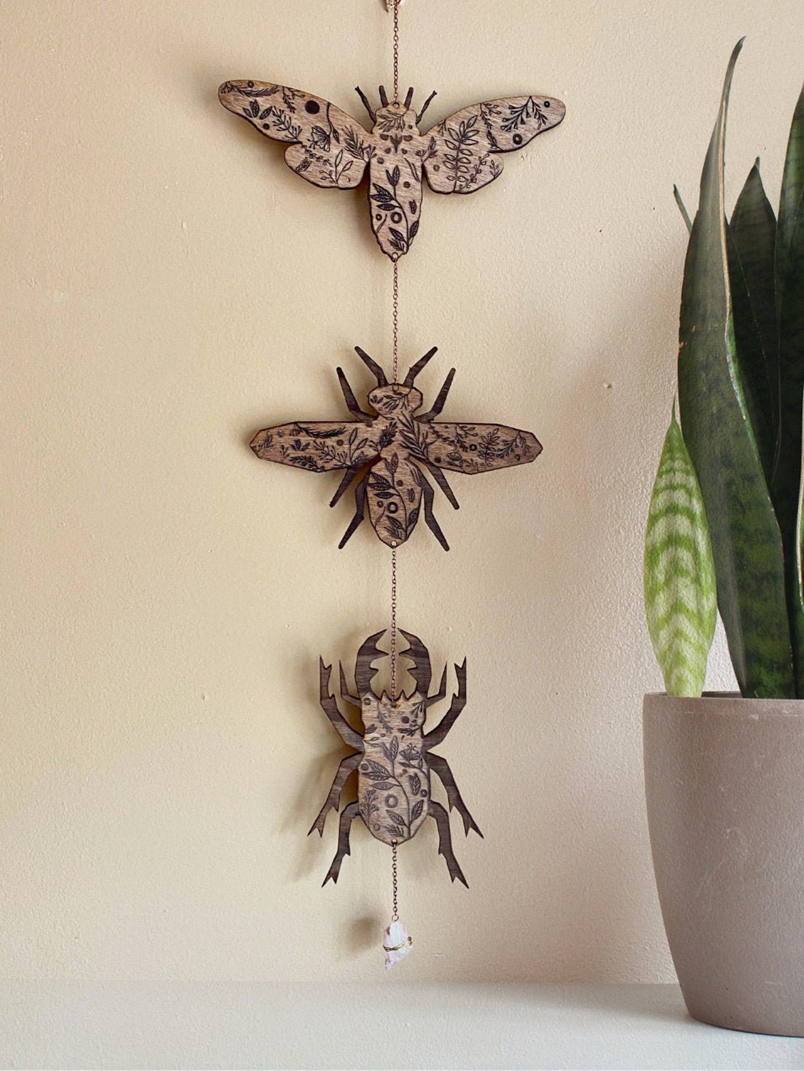 Insect Garland Walnut Bug Wall Hanging Wooden Insect Home Etsy