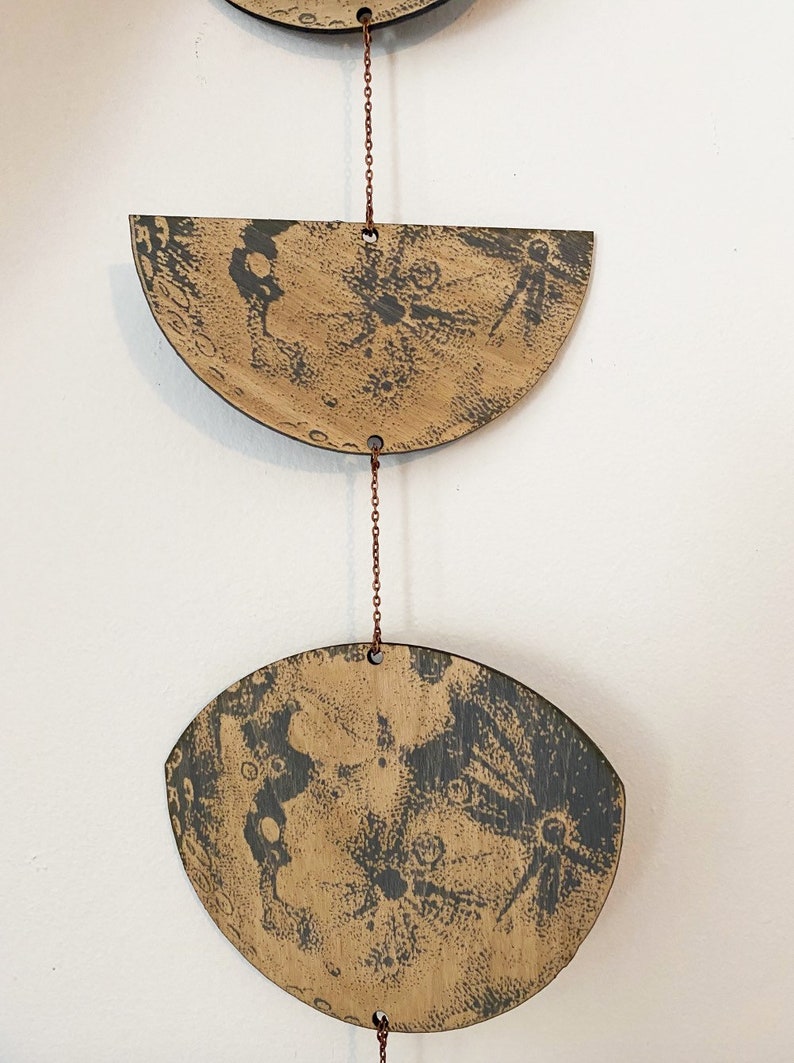 Lunar Phases Wall Hanging: Engraved Birch Wood Moon Garland - Etsy