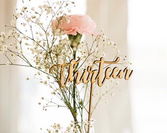 Rustic Wood Table Numbers: Laser Cut Birch Wedding Decor