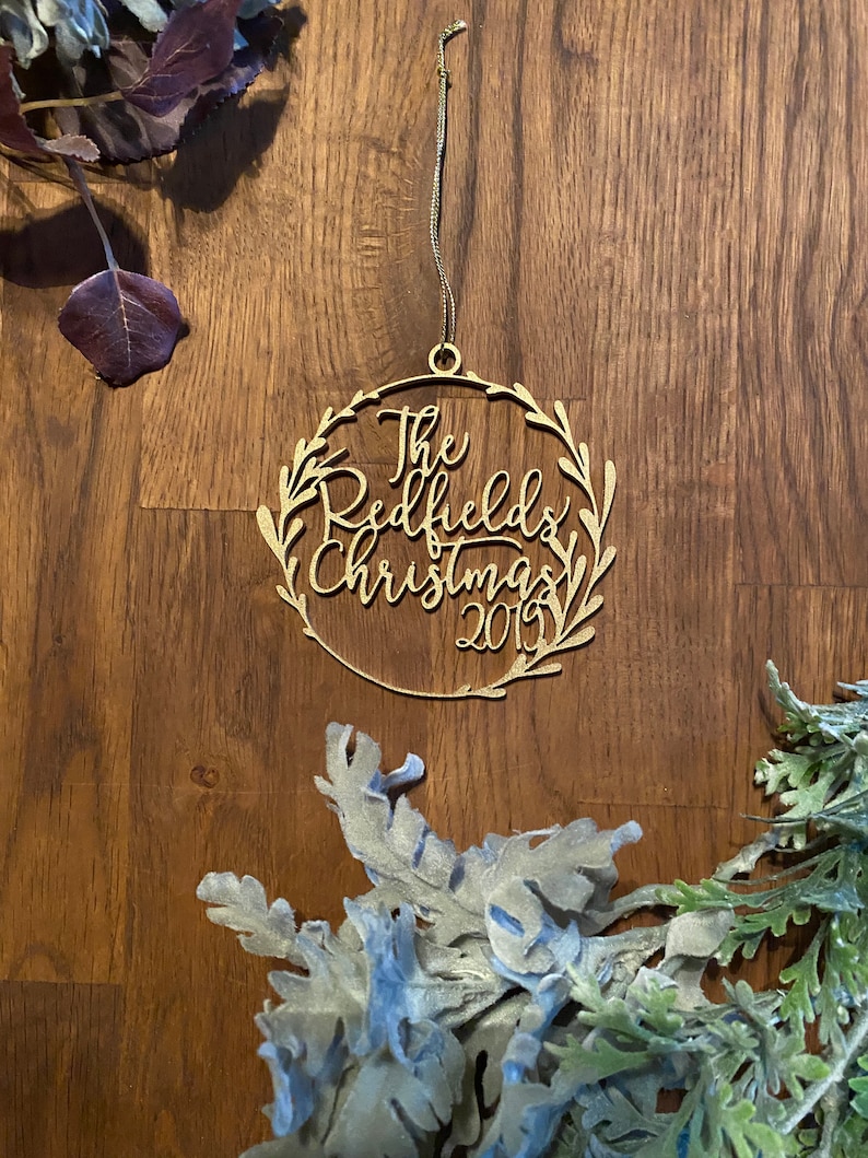 Custom Farmhouse Christmas Decor Holiday Accessories Personalized Wreath Christmas Ornament