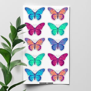 Colorful Butterflies Sticker Sheet 4&quot;x7&quot;, Insect Stickers, Decorative Decals, Vinyl Decals, Waterproof Stickers