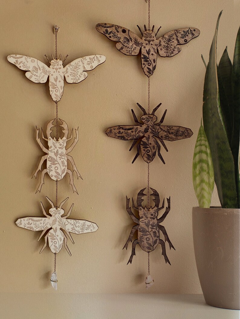 Insect Garland Bug Wall Hanging Wooden Insect Home Decor Etsy