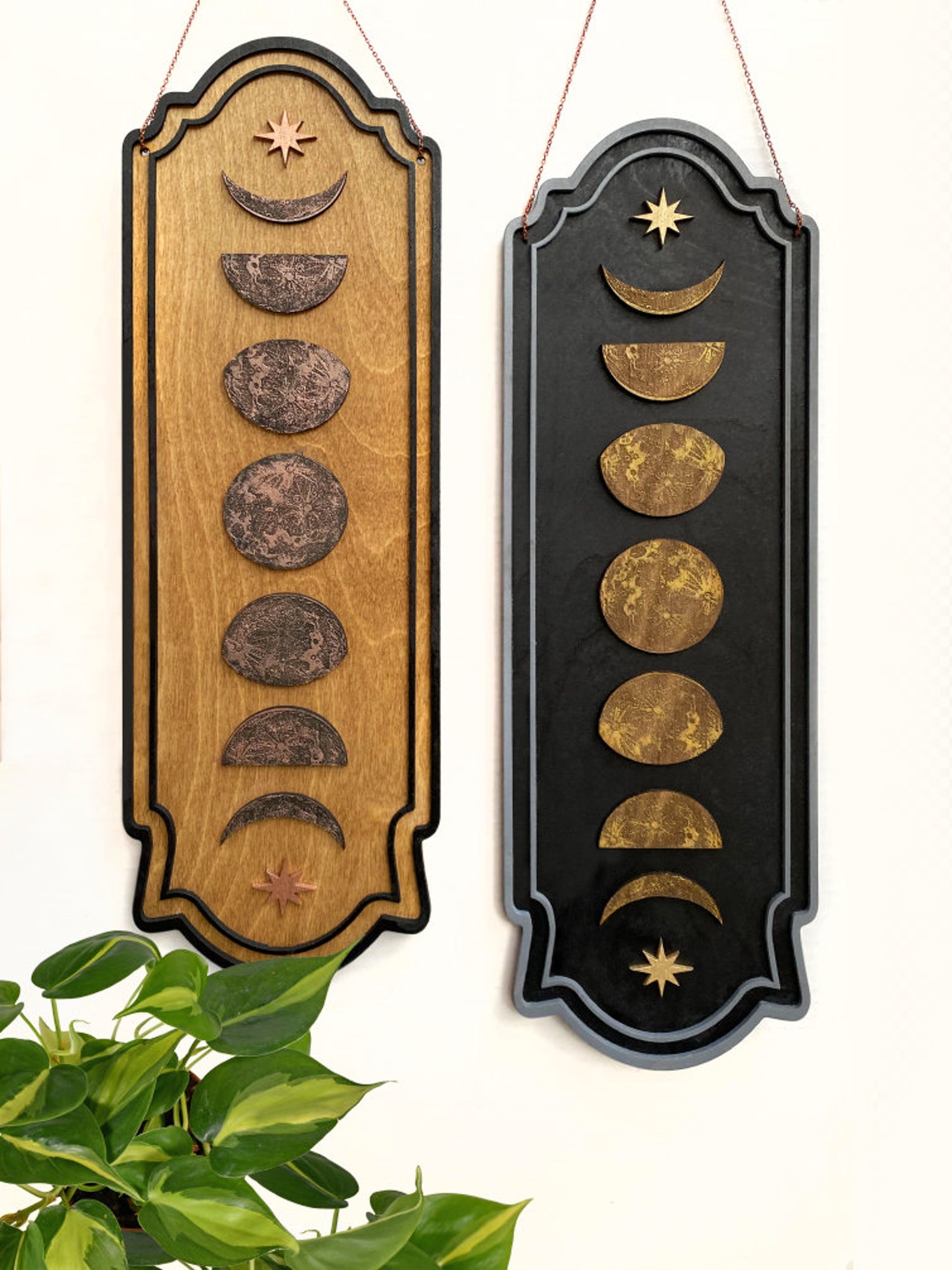 Birch Wood Phases of the Moon Wall Hanging: Lunar Home Decor - Etsy