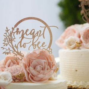 Meant to Bee Wreath Wedding Cake Topper, Bee Event Decor, Rustic Cake Topper, Unique Wood Cake Toppers