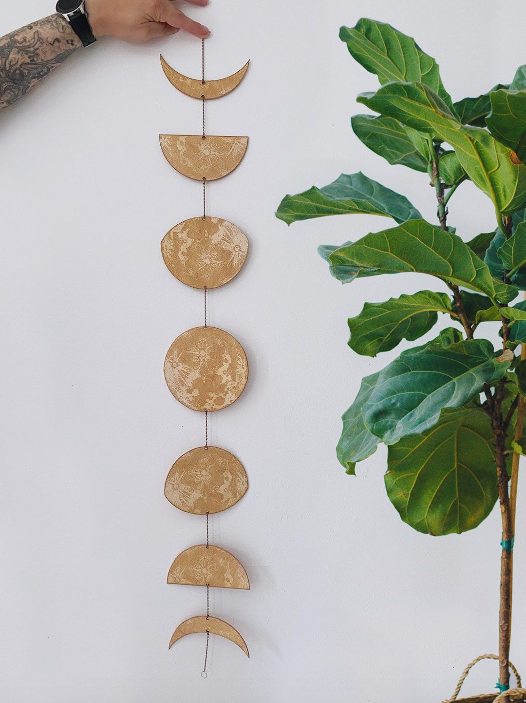 Lunar Phases Wall Hanging: Engraved Birch Wood Moon Garland - Etsy