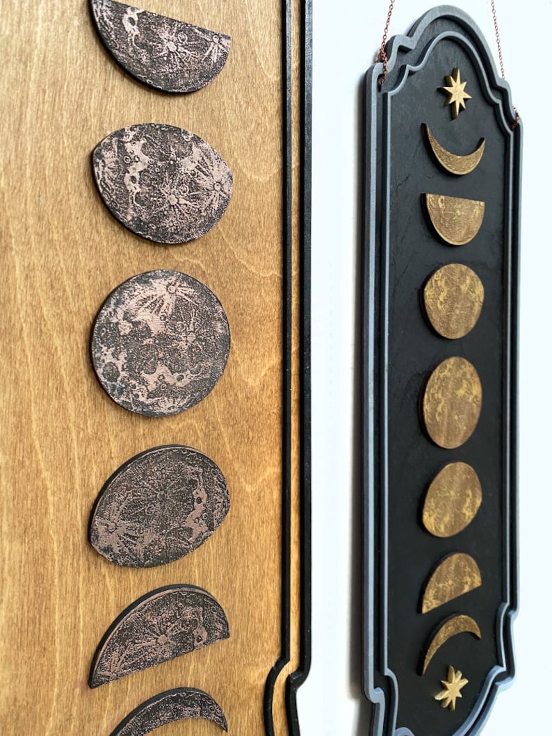Birch Wood Phases of the Moon Wall Hanging: Lunar Home Decor - Etsy