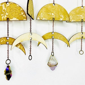 Floral Engraved Moon Phases Wall Hanging: Birch Wood Lunar Garland - Etsy