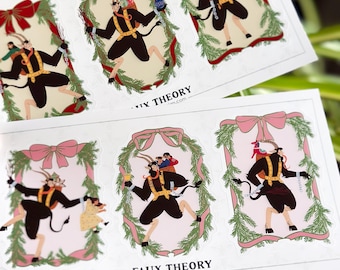 Krampus Sticker Sheet: Waterproof Vinyl Holiday Decals (4"x7")