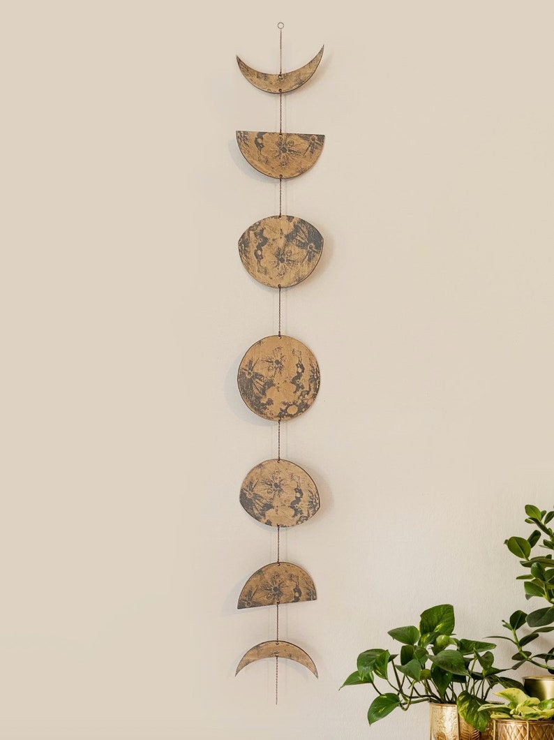Lunar Phases Wall Hanging: Engraved Birch Wood Moon Garland - Etsy
