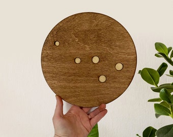 Nussbaum Sternzeichen Wandbehang: Gold Inlay Astrologie Zeichen Dekor