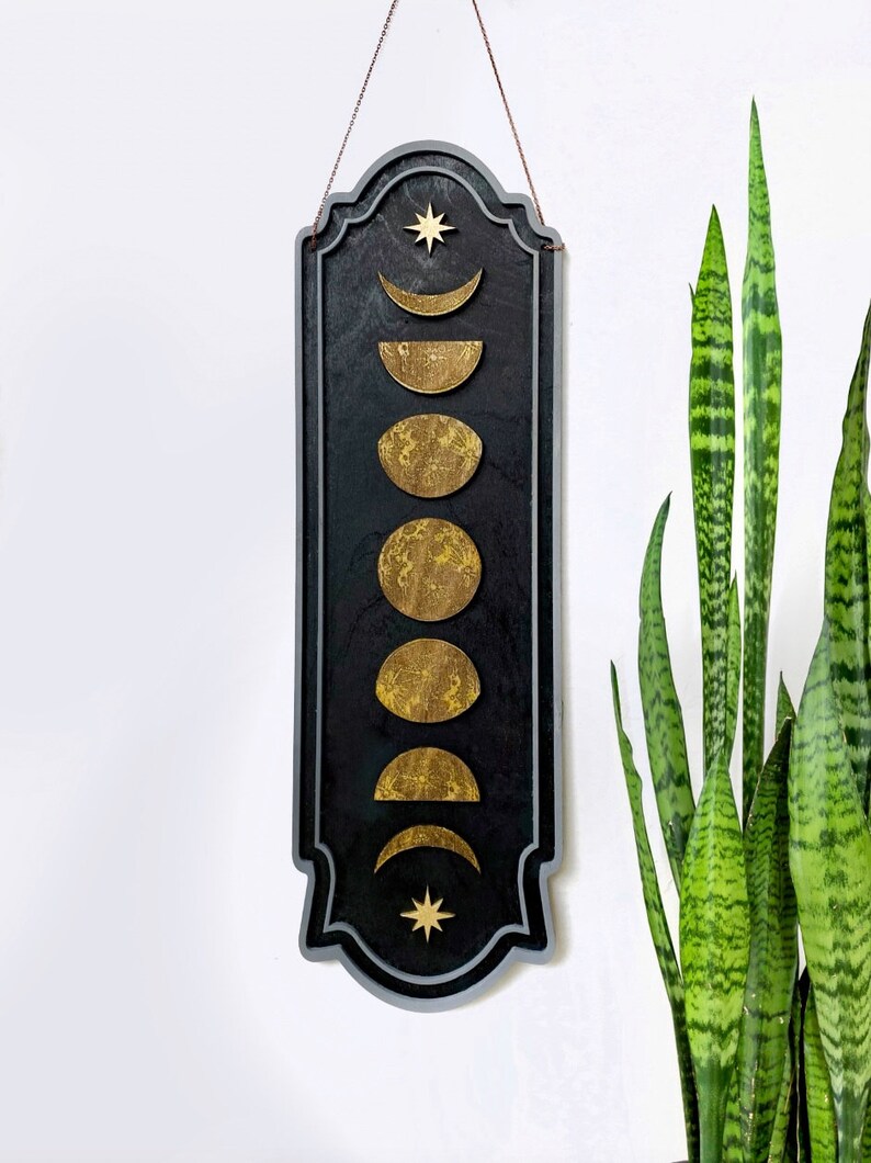 Birch Wood Phases of the Moon Wall Hanging: Lunar Home Decor - Etsy