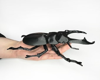 3D Printed Stag Beetle Wall Hanging: Gold or Black Insect Decor