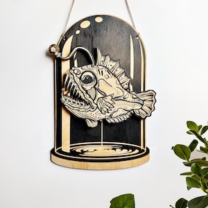 Anglerfish Dome, Curiosities Dome, Faux Taxidermy, Oddities Home Decor, Dark Ocean Decor, Maximalist Oddities Wall Hanging