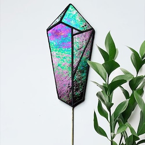 Crystal Stained Glass Plant Stake, Crystal Decor, Plant Accessories
