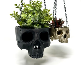 3D Printed Hanging Skull Planter: Halloween Spooky Decor