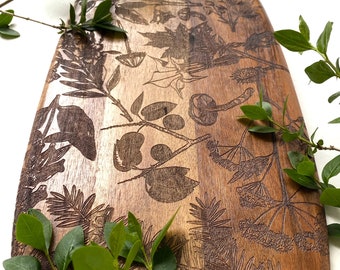 Poisonous Plants Charcuterie Board, Botanical Serving Board, Engraved Cutting Board