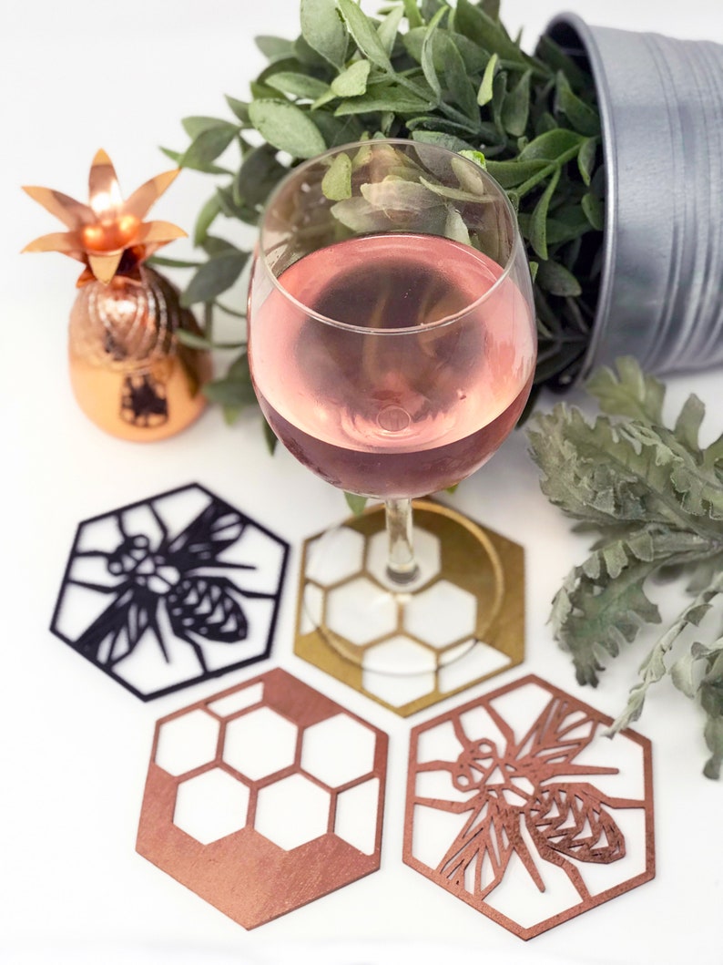 Bee Coasters, Laser Cut Wooden Home Decor image 2