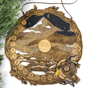 Krampus Yule Advent Calendar Countdown, Yule Home Decor, Holiday Countdown, Wooden Hanging Calendar, Winter Solstice
