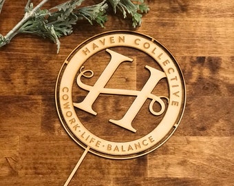 Custom Wood LOGO Cake Topper, Rustic Wedding Decor, Laser Cut Wedding Decor, Personalized Wedding Accessories