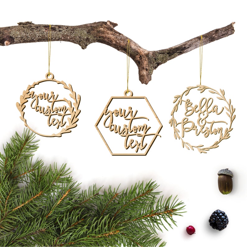 Custom Farmhouse Christmas Decor Holiday Accessories Personalized Wreath Christmas Ornament