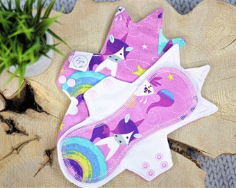 Washable sanitary pads - Unicorn and rainbows - 9 inche