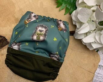 Olive hedgehog pocket diaper