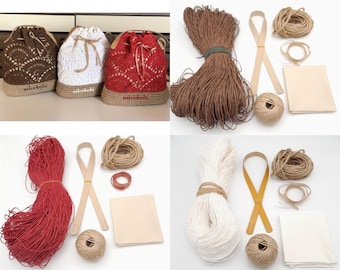 Kit para base de bolsa con cuerda, materiales para hacer bolsas de crochet, kit para tejer bolsas, kit para hacer bolsas de crochet, kit para crochet para bolso de mano, kit para bolsa de regalo