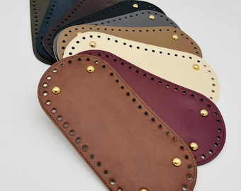 Ovale kunstleren tasbodem voor haken – 25 x 12 cm – Geperforeerde bodem voor zelfgemaakte gebreide of gehaakte tassen – Verkrijgbaar in diverse kleuren