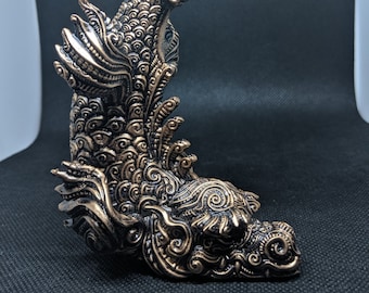 Japanese Art Dragon Fish Figurine - Hollow Resin Print